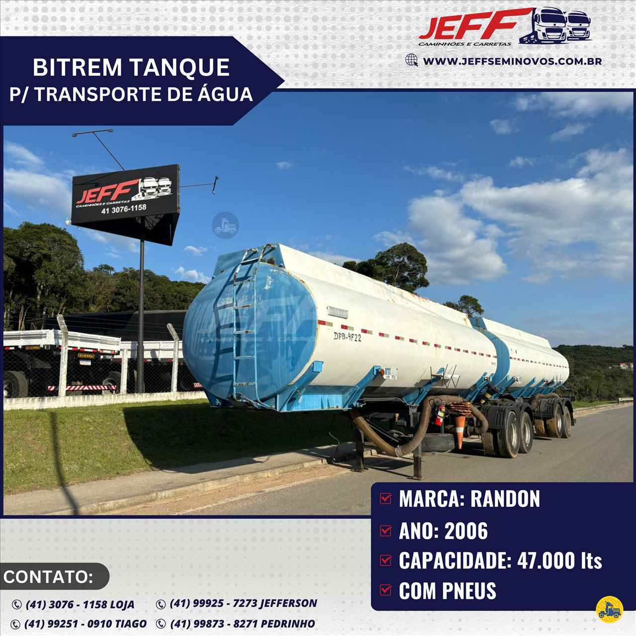 CARRETA BITREM TANQUE AÇO JEFF Seminovos - Caminhões e Carretas MANDIRITUBA PARANÁ PR